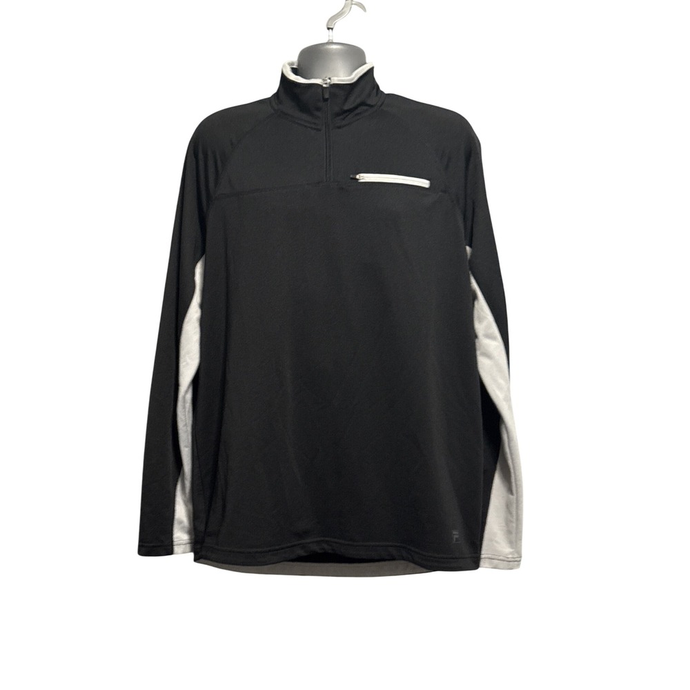 Fila Mens Large Black White Quarter Zip Pullover Long Sleeve Active Top